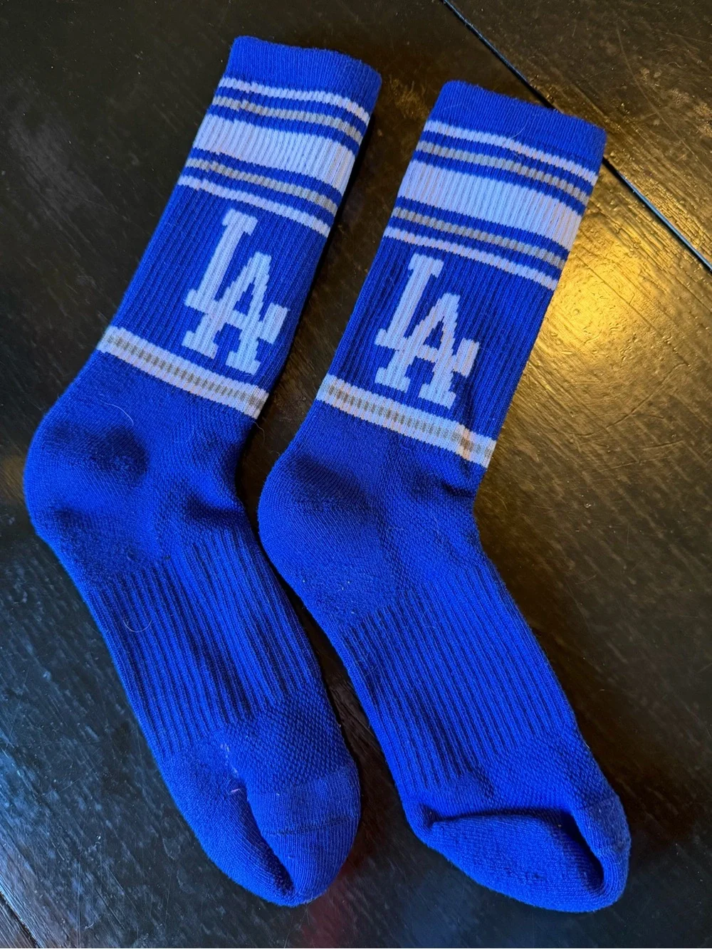 Blue Dodgers socks by New Balance